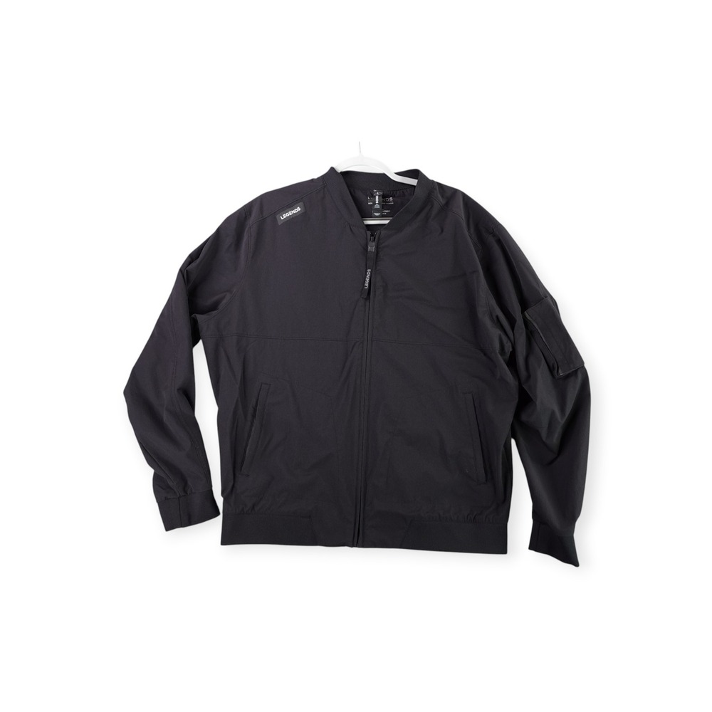 Legends Bomber Jacket Mens Large Black Full Zip Nylon Spandex Stretch Techwear